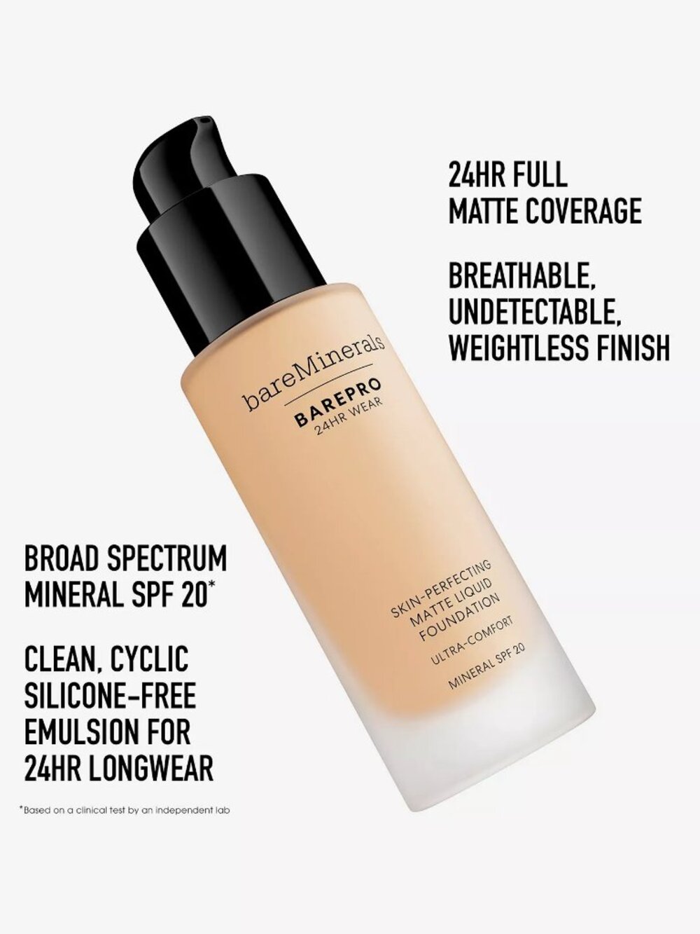 NIB BareMinerals BarePro Matte Liquid Foundation SPF 20 24HR in 27 Light Neutral